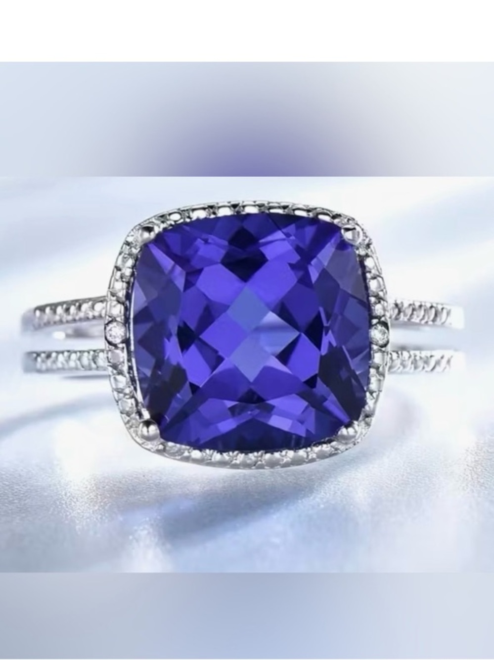 Ring TANZANITE 5 Carat gemstone set in 925 sterling silver size 8 - Picture 2 of 7